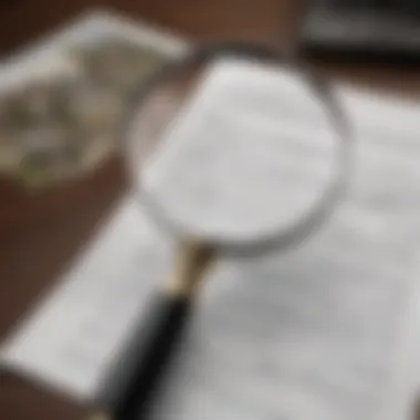 Magnifying glass over a property deed