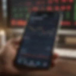 Overview of stock market trends on iPhone screen