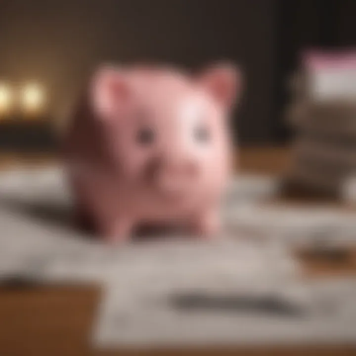 Broken piggy bank with tax forms