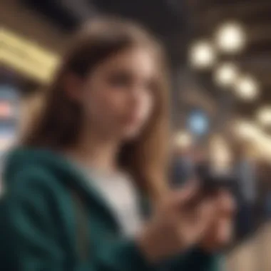 A teenager using a banking app on a smartphone