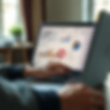 A person analyzing their budget on a laptop with charts and graphs.