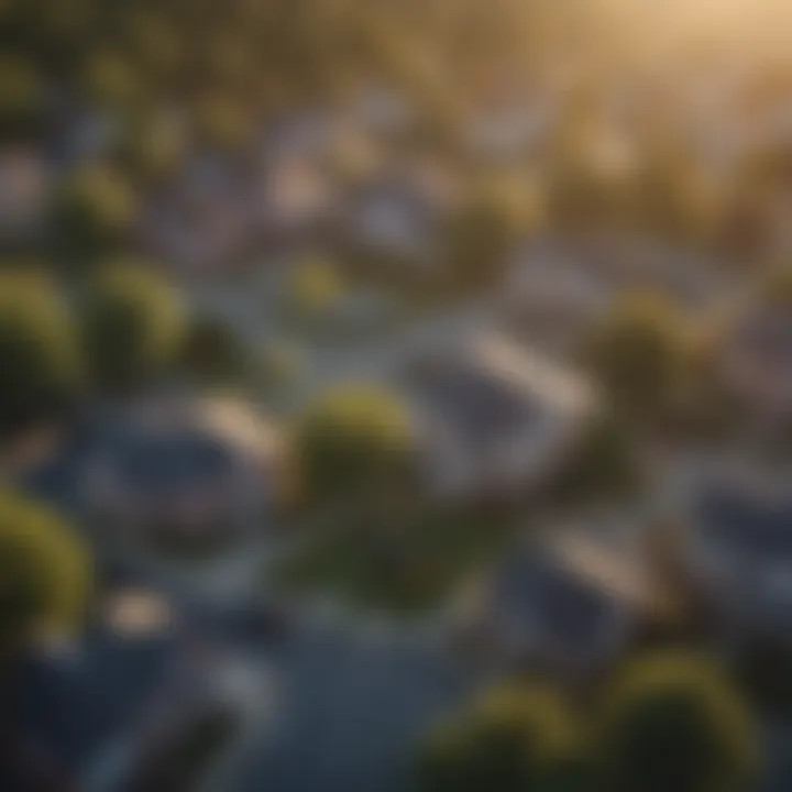 Aerial view of a charming Virginia neighborhood showcasing diverse homes.