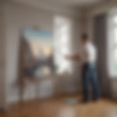 Professional painter at work in an apartment