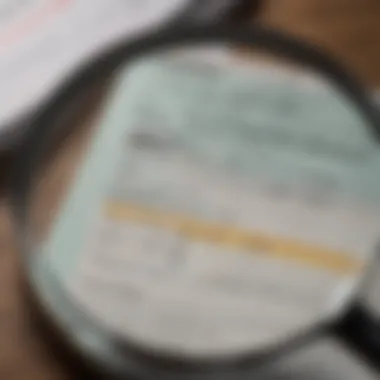 Illustration of a magnifying glass on a credit report