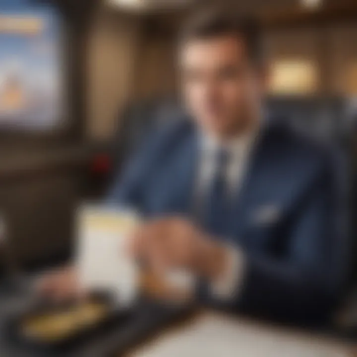 Businessman booking travel with rewards from Delta Airlines Gold Card