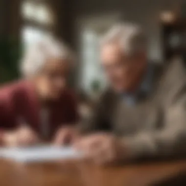 Elderly couple reviewing a will