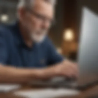 A person analyzing their retirement savings on a laptop