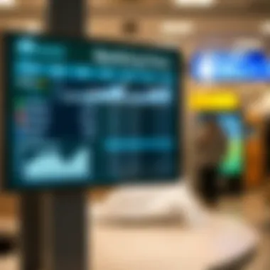 A visual representation of various banking fees displayed on a digital screen.