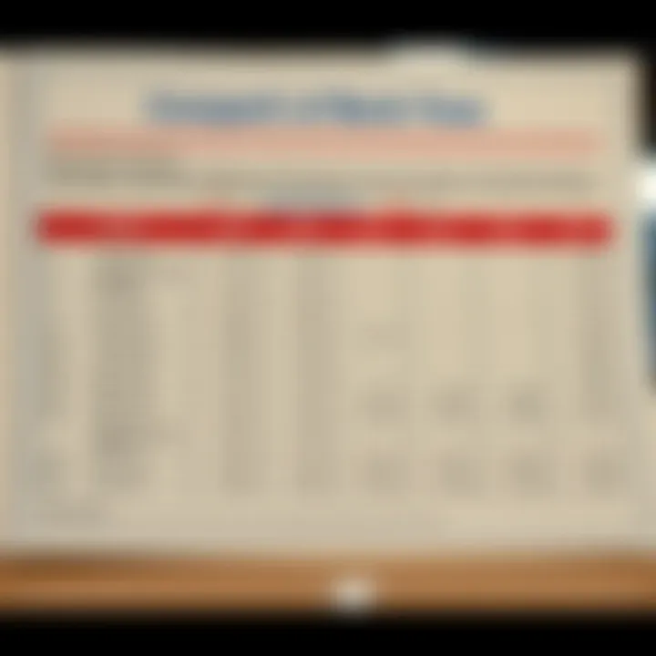 A comparative chart of fees across various banks