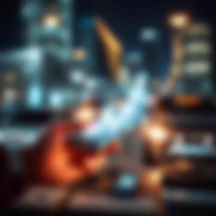 A conceptual image showing the integration of technology in personal finance management