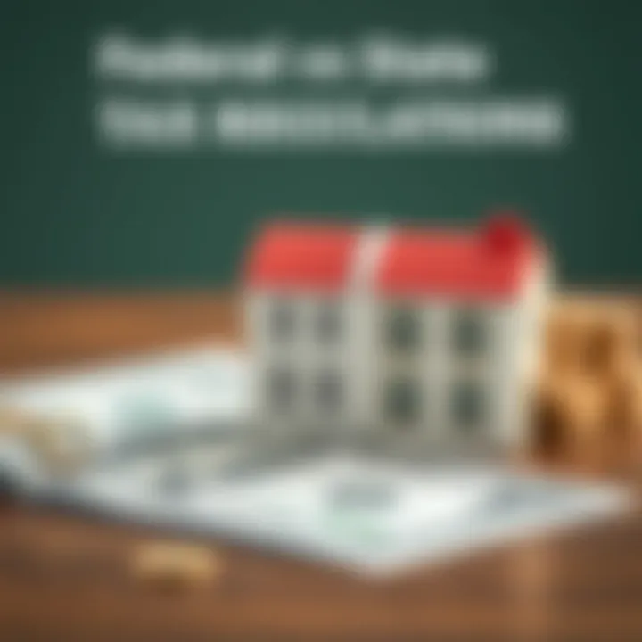 Federal vs State Tax Regulations Visual representation of federal and state tax regulations on inherited assets