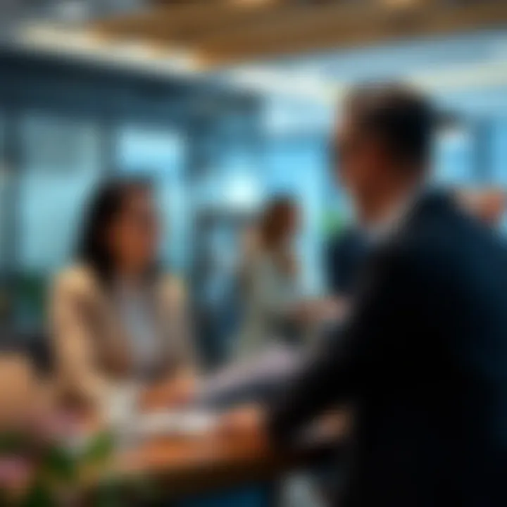 A financial advisor discussing banking choices with clients