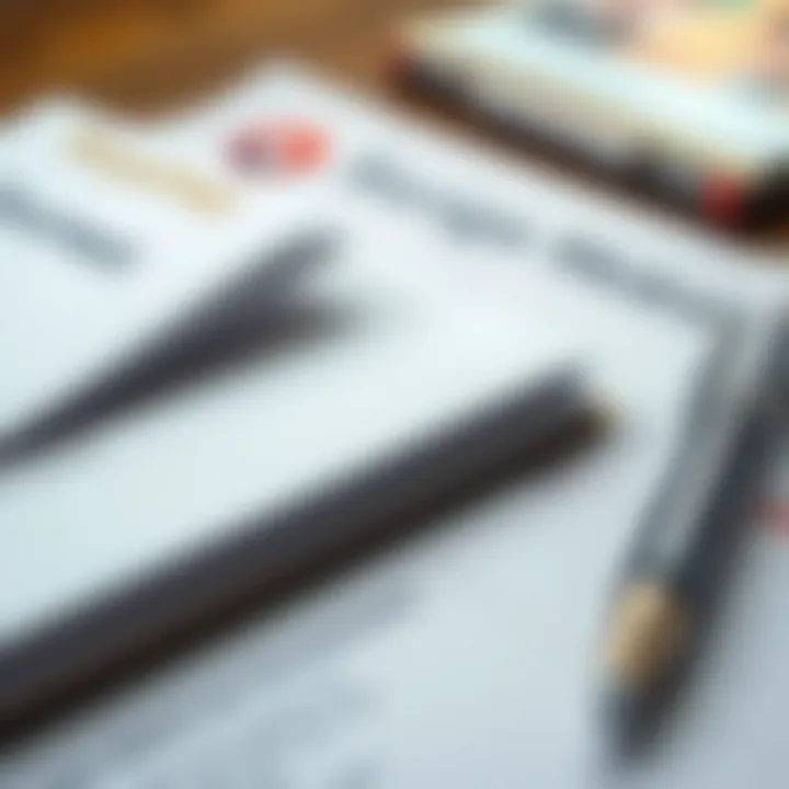 Close-up of required banking documents neatly organized