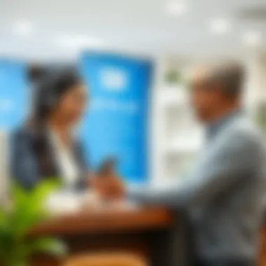 Friendly SBI customer support representative assisting a client