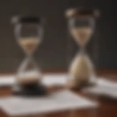 Hourglass with tax forms pouring through