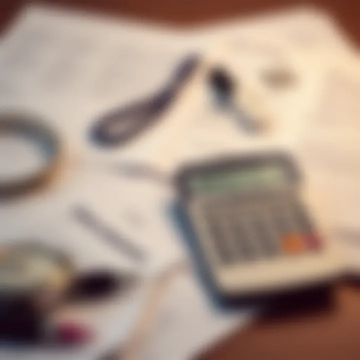 Calculator and documents representing salary assessment