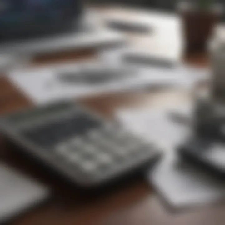 Calculator and financial documents on a desk