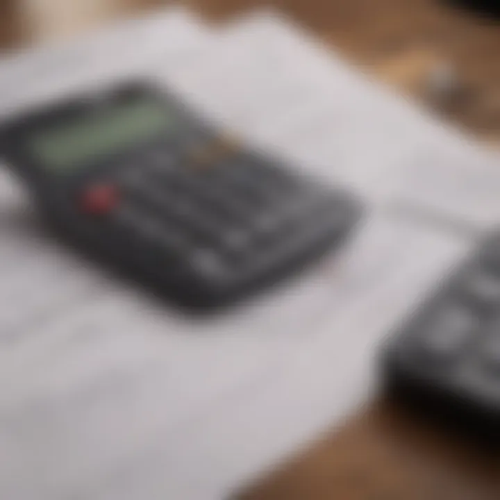 Close-up of financial documents and a calculator