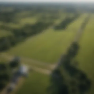 Aerial view of Indiana agricultural fields