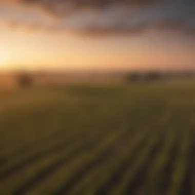 Farmland in Indiana during sunset