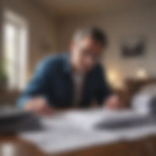 Illustration of a person looking stressed over financial documents