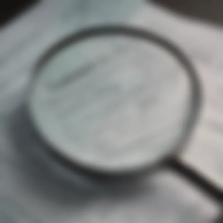 Illustration of a magnifying glass zooming in on a life insurance policy document