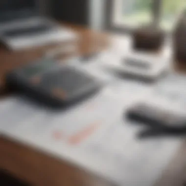 An organized desk scene with bank statements and a calculator, representing effective financial management.