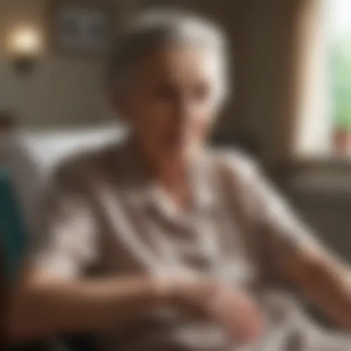 Elderly woman receiving care in nursing home