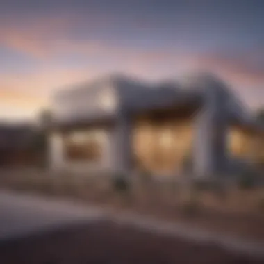 Architectural Influence on Mortgage Loan Rates Modern architecture in Arizona with mortgage loan rates symbol