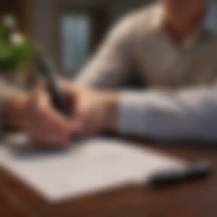 Mortgage contract being signed with a fountain pen