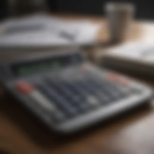 A calculator displaying tax calculations on a desk