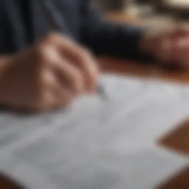 A person reviewing financial documents with a pen