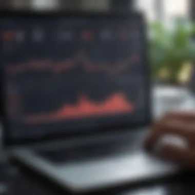 In-depth Stock Trends Analysis A close-up of a person analyzing stock trends on a laptop with charts.