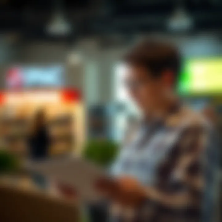 Person reviewing savings account options thoughtfully