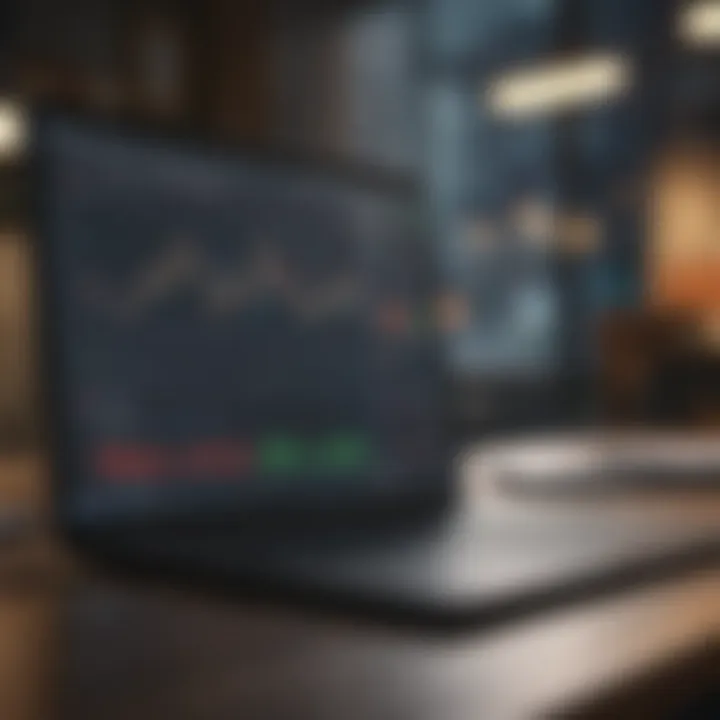 Sleek laptop showcasing real-time market data on trading app