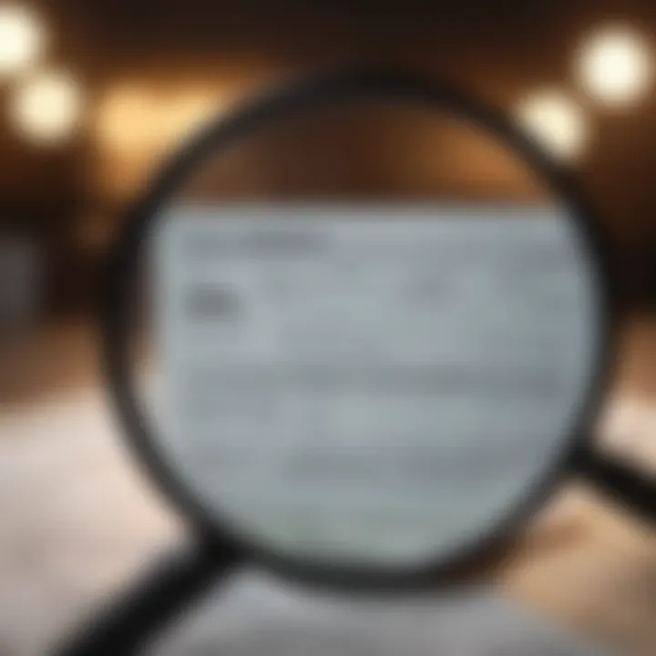 Tax documents under magnifying glass