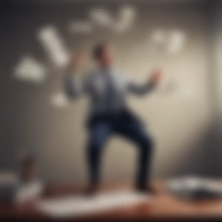 Illustration showing a person juggling various financial documents