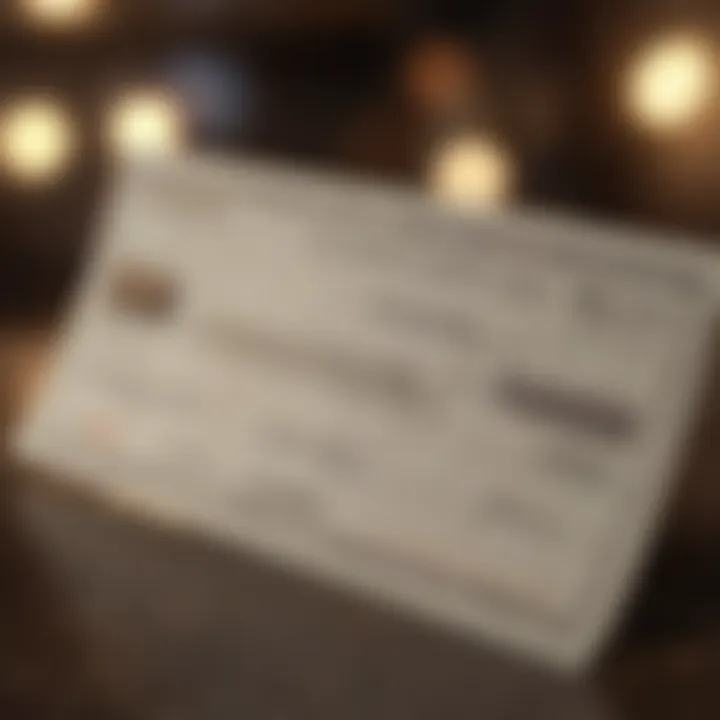 A close-up of a check with bank details highlighted.