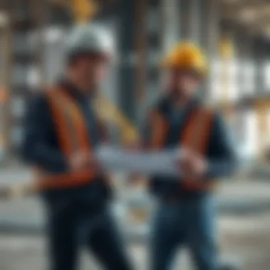 Construction site with a contractor discussing plans