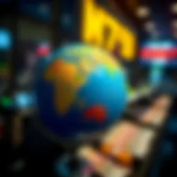 Global currency exchange represented by a globe and money symbols