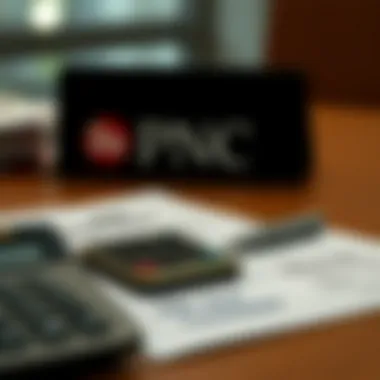 PNC Bank Financial Services PNC Bank logo with financial documents and a calculator