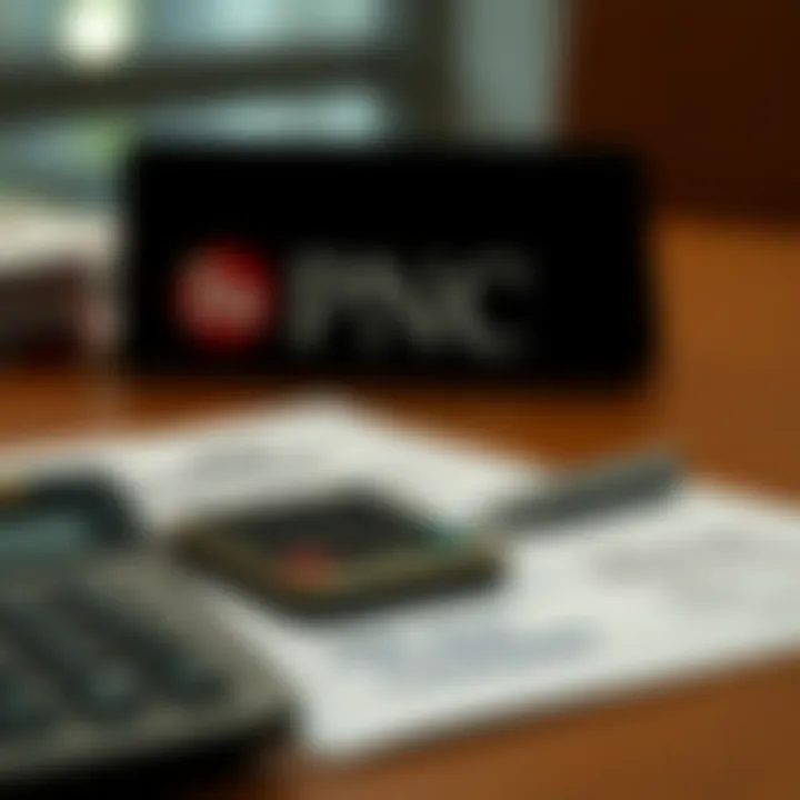 PNC Bank Financial Services PNC Bank logo with financial documents and a calculator