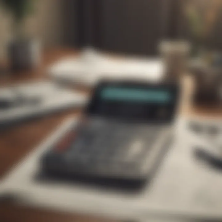 A calculator and financial documents on a desk, symbolizing budgeting