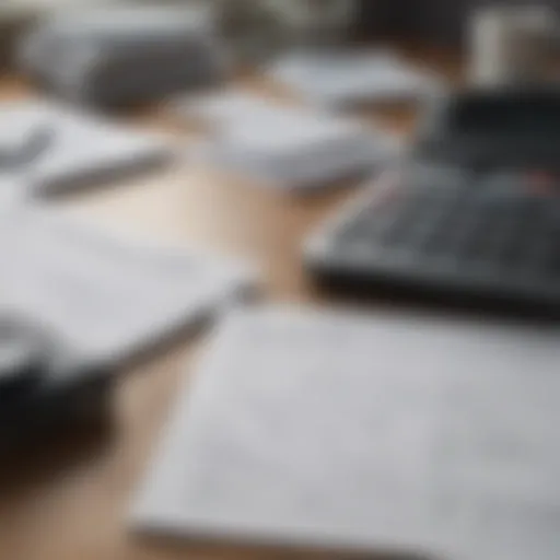 Illustration of tax forms and documents organized on a desk