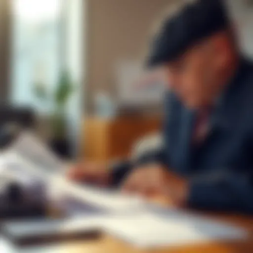Veteran Reviewing Financial Documents Veteran reviewing financial documents