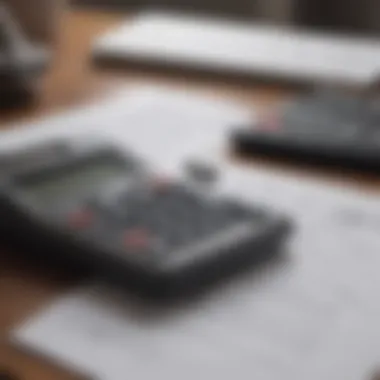 A calculator and tax forms on a desk