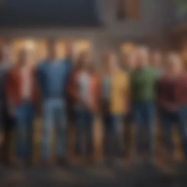 Illustration of a diverse group of individuals standing together to symbolize the community support provided by nonprofit initiatives for first-time homebuyers